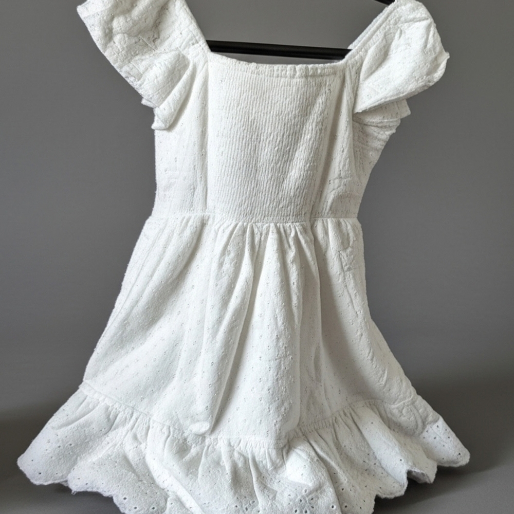 GAP White Eyelet Casual Kids Dress (Size L/10-12) - Picture 6 of 8